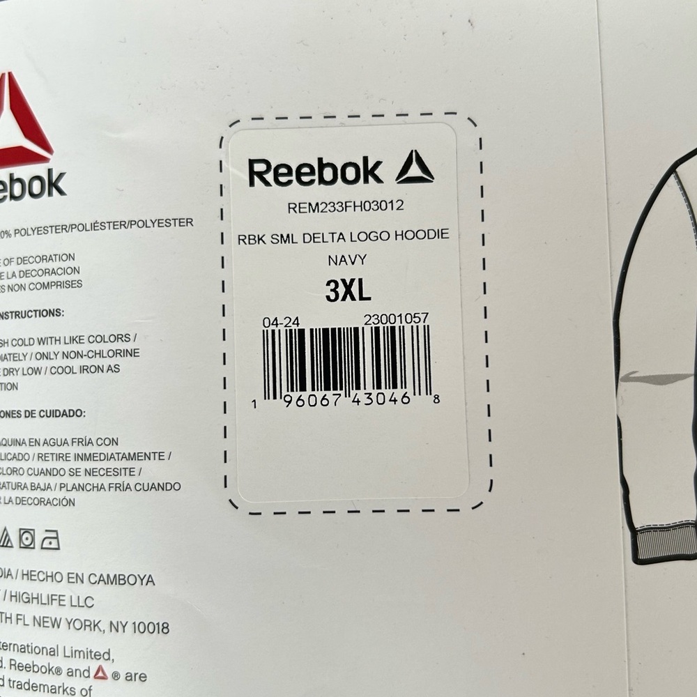 Reebok Relaxed Fit Hoodie, navy size 3XL - Picture 10 of 11